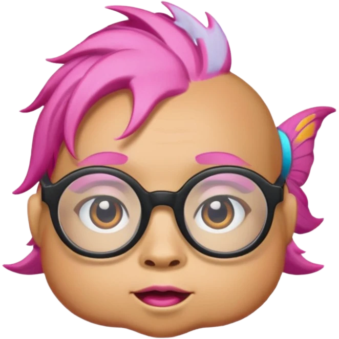 glassess wearing fish with pink hair emoji