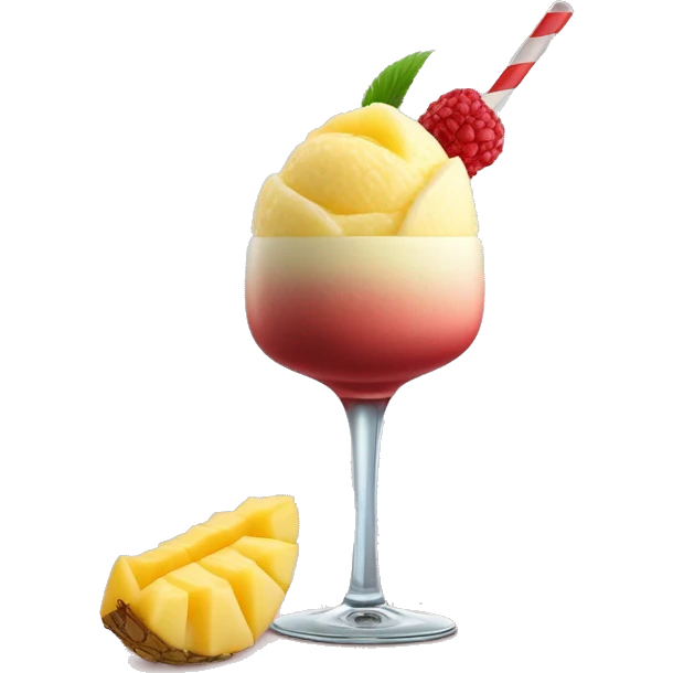 trago chileno que tiene un poco de granadina en la base, vino blanco y sorbet de piña en la superficie del vaso. Tiene un sorbete (bombilla) el vaso para poder tomarlo emoji