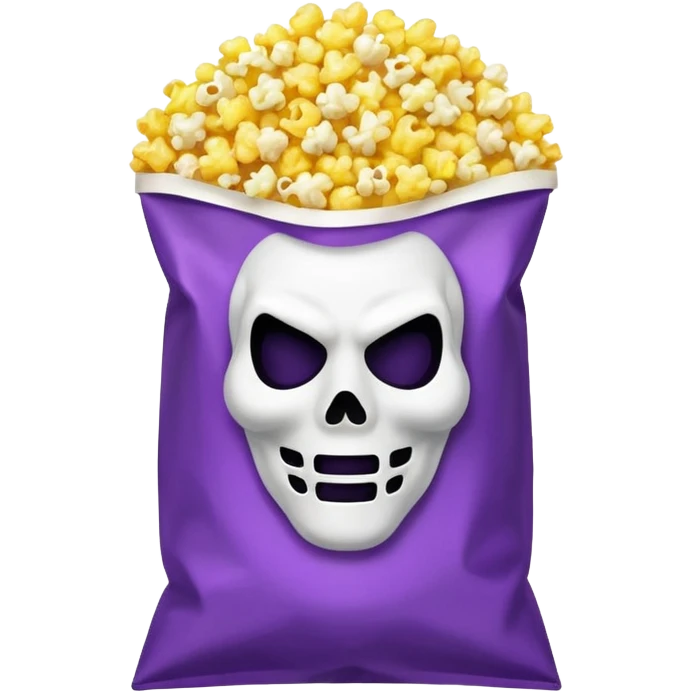 Glitter purple and yellow popcorn with ghostface mask in packaging emoji