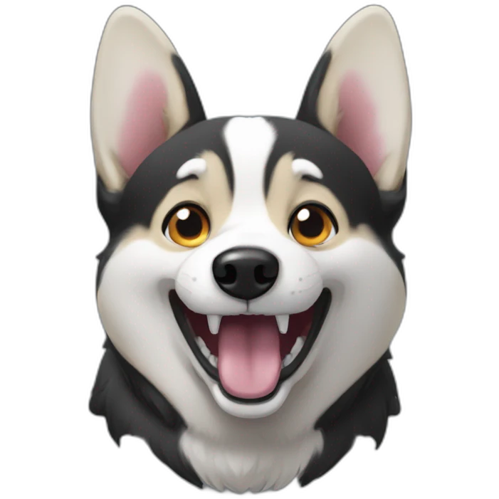 Black corgi growl emoji