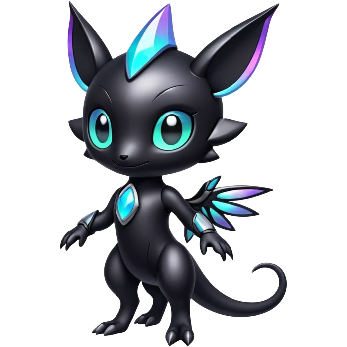Modern futuristic Iridescent black dark fakemon-creature emoji