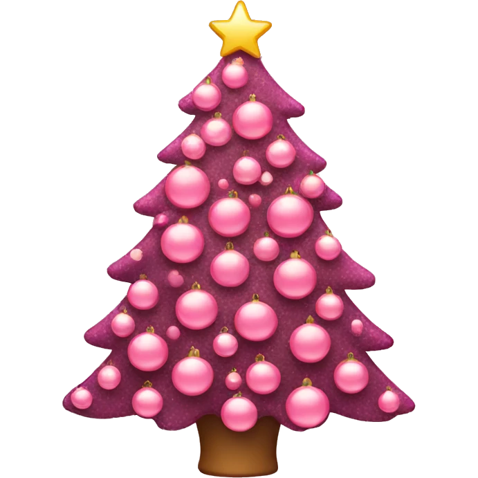 A pink Christmas tree decorated  emoji