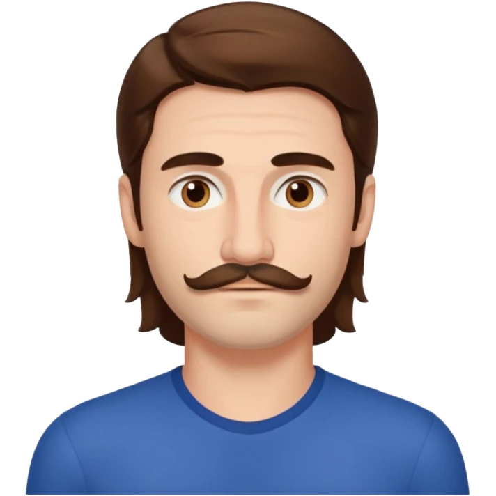 Matthieu Charneau, male actor (b.1988) with long hair and thin mustache emoji