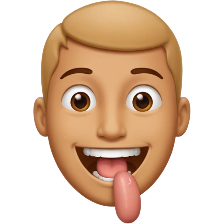 Smiling with a penis coming out of mouth emoji