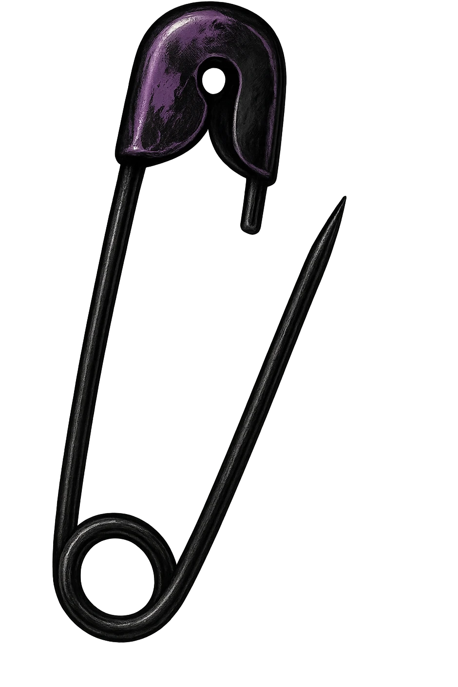 emo safety pin, black and purple, no background emoji