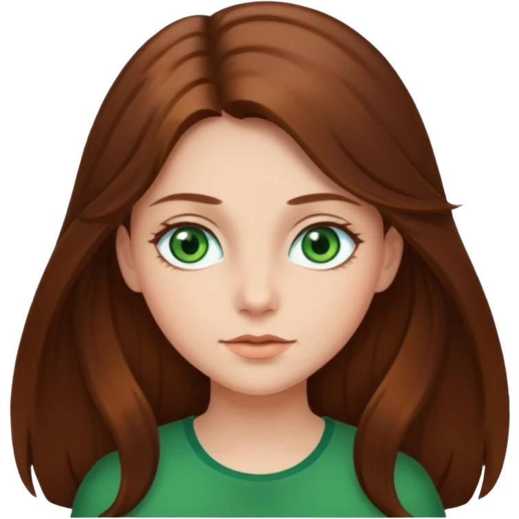 Chica pelo castaño largo ojos verdes emoji