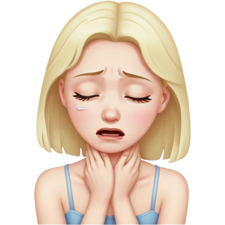 Girl hold her neck crying emoji
