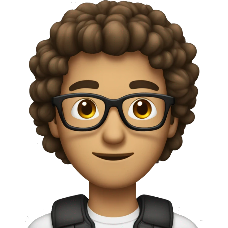 Hombre de 26 años con gafas y con cabello negro y ojos color cafe con un gesto de pensativo emoji
