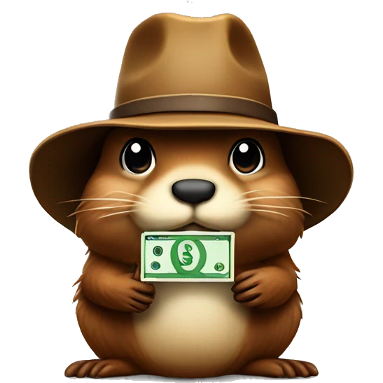 Beaver wearing a cowboy hat with $1000 in his hand emoji