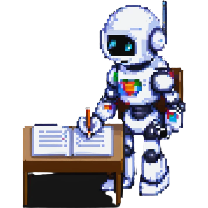 robot writing in a notebook emoji