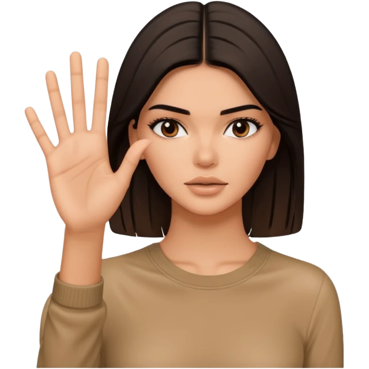 kendall jenner sagt stop und zeig mit einer handinnefläche stop ihre finger liegen aneinander emoji