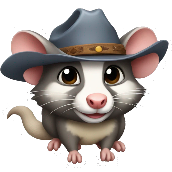 Possum wearing a cowboy hat emoji