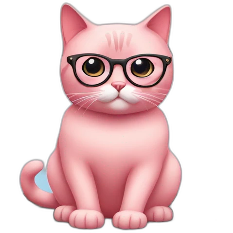 pink british cat with glasses and the laptop emoji
