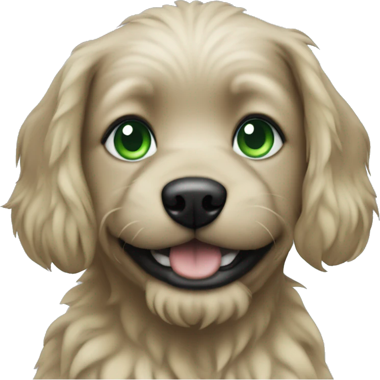 Dog with green Hair end blue eyse emoji