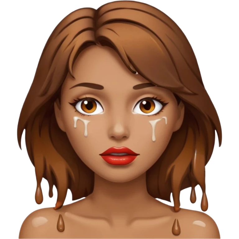 Brown Hair Woman , white paint , drip, face, hot  Sexy, lips emoji