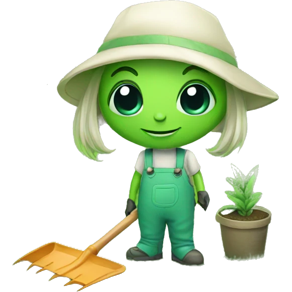 cute alien gardener emoji