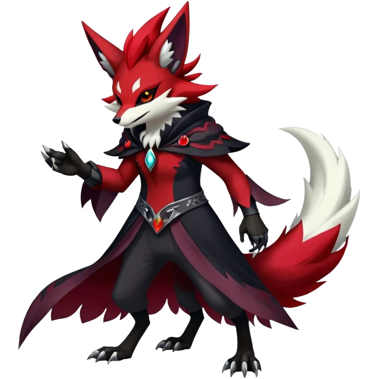 Shiny Exotic Gothic Badass Delphox-Zoroark-Zangoose-hybrid-creature emoji