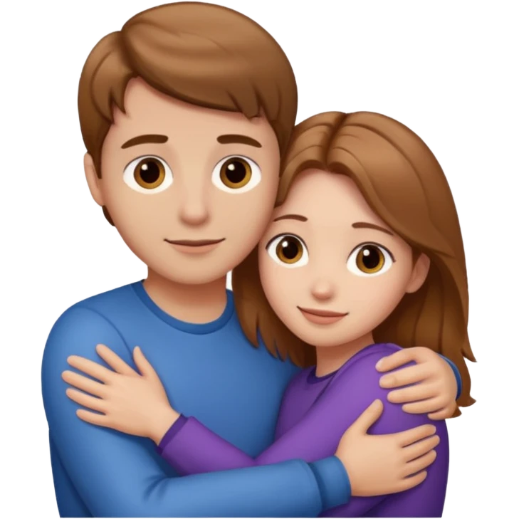 Woman light brown hair hugging her boyfriend  emoji