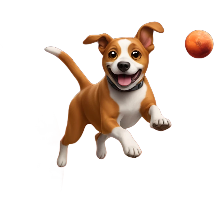 dog jumping over mars emoji