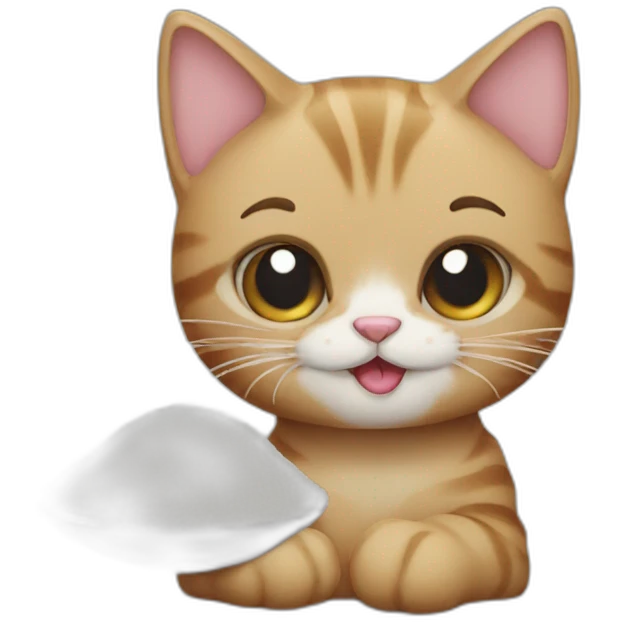A cat playing with sugar emoji