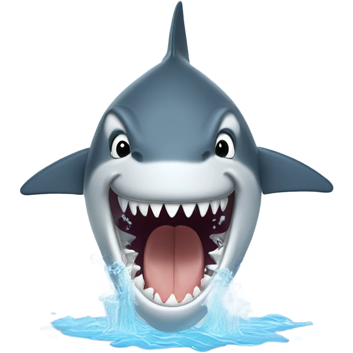 a goofy shark spraying water out of its mouth emoji