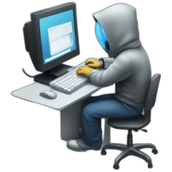 Hacker typing on a computer emoji