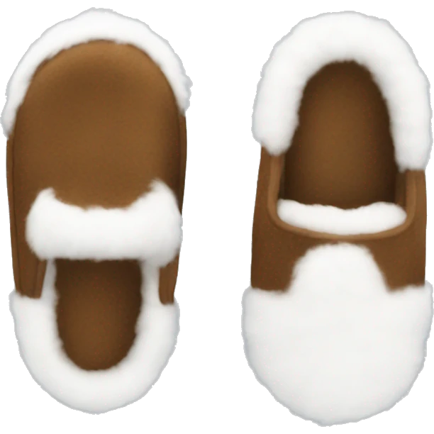 Brown pair of slippers with white fur emoji
