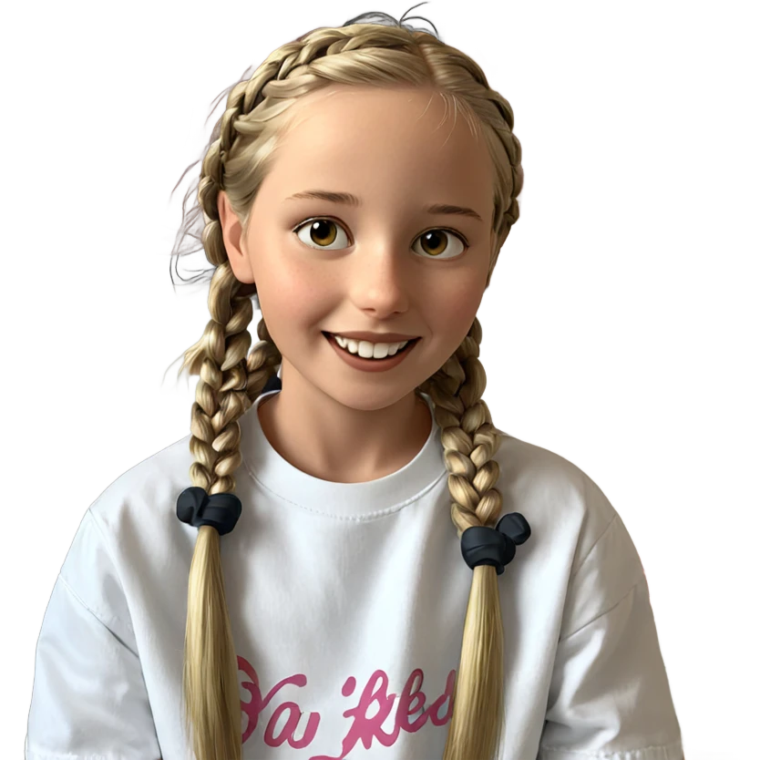 smiling girl with twin braids emoji