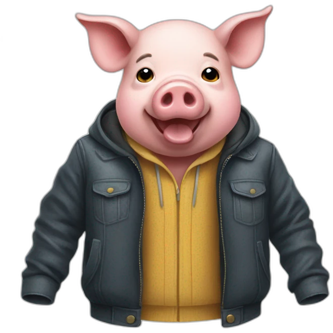 Pig with a jacket emoji