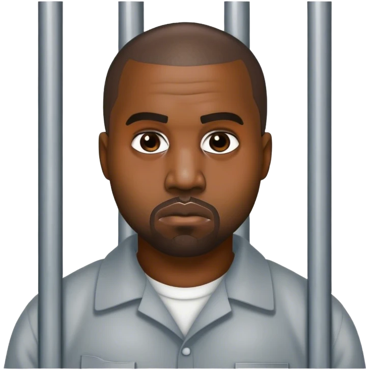 kanye west as a prison inmate without a cell behind him emoji