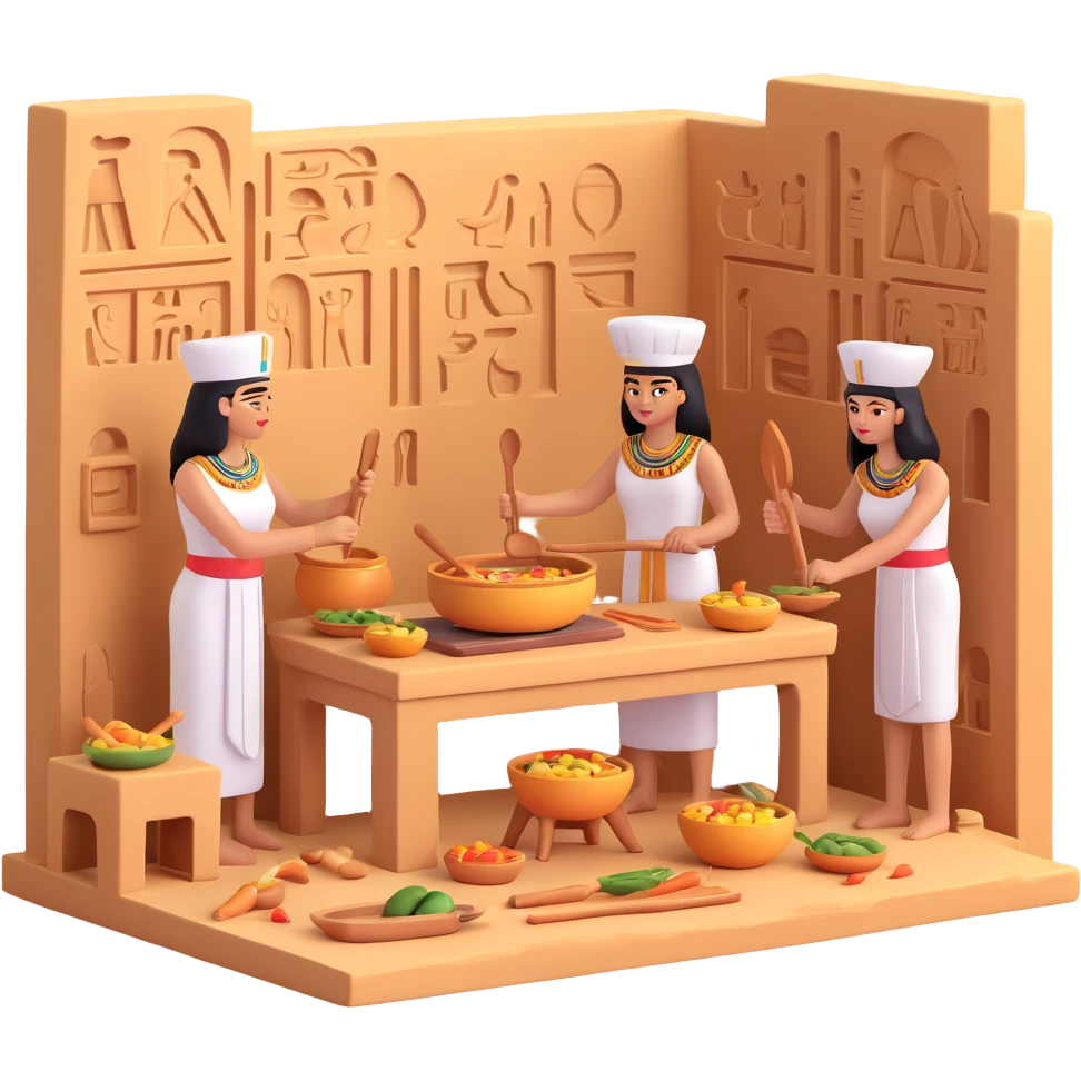 ancient Egyptian cooking scene in hieroglyphic style emoji
