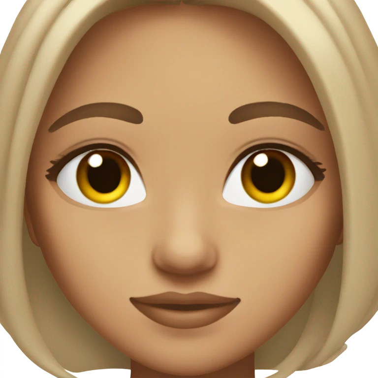 A tan girl hazel eyes with lashes and brown straight hair emoji