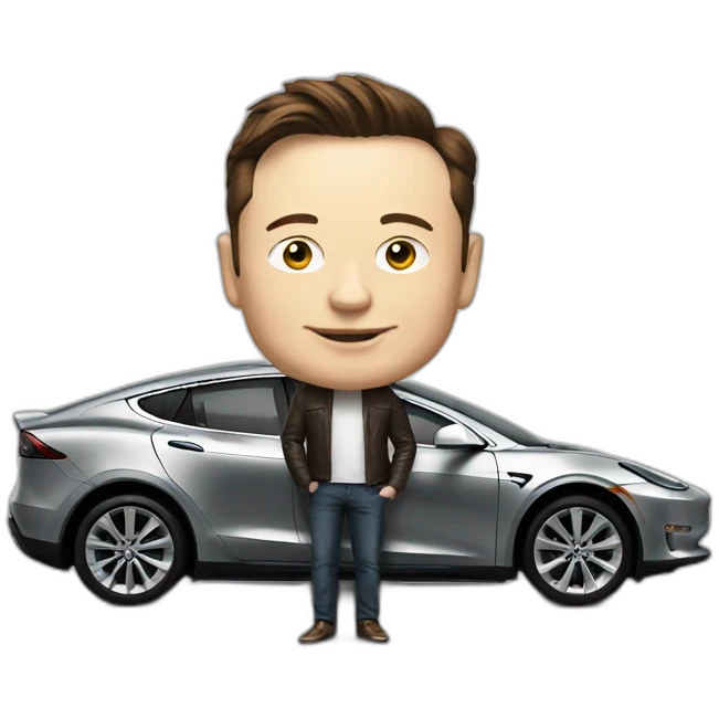 Elon musk with a car emoji