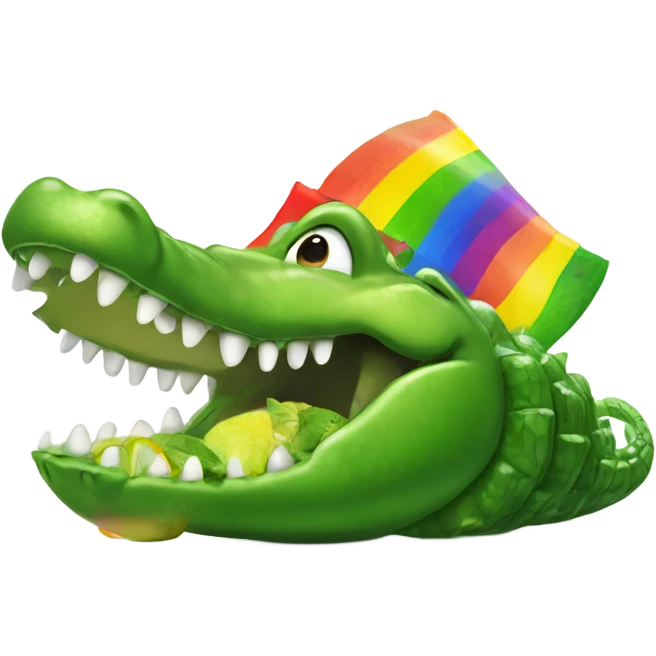Crocodile eating rainbow cucumbers  emoji