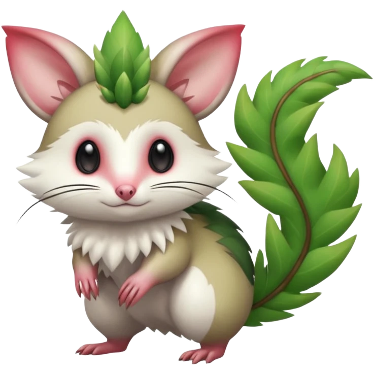 Virizion-Aurora-Possum-Furret-Trico-Amaura-Shaymin-hybrid-creature (full body) emoji