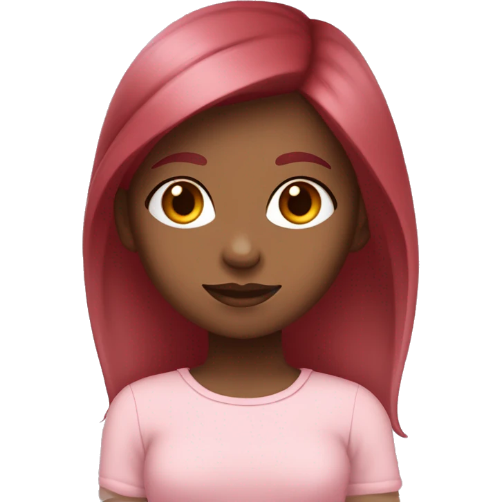 a fair skintone girl with red cherry maroon hair colour wearing a baby pink top emoji