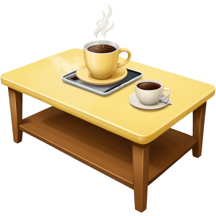 light yellow coffe table, coffee on top
 emoji