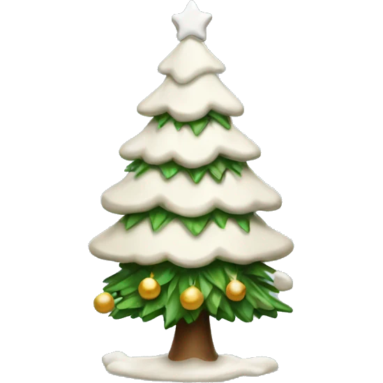 Snowy Christmas tree with cream bow emoji