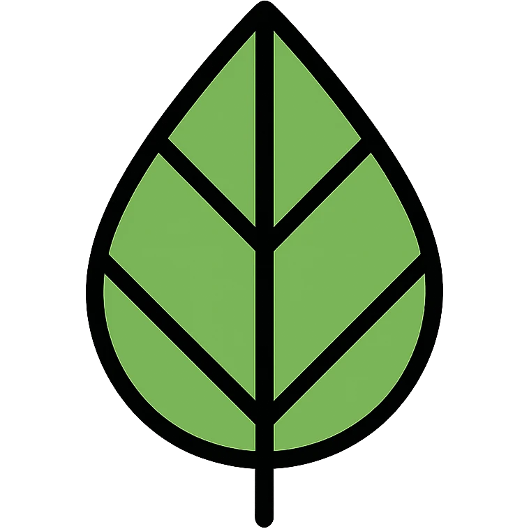 green leaf icon with black outlines emoji