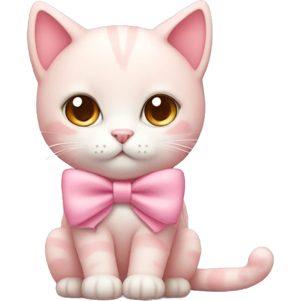 cute pastel pink cat with a bow emoji