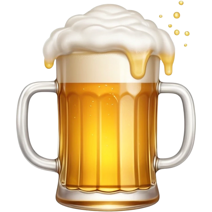 Tsingtao beer in glass mug, golden beer with white foam, iconic Chinese beer, emoji style emoji