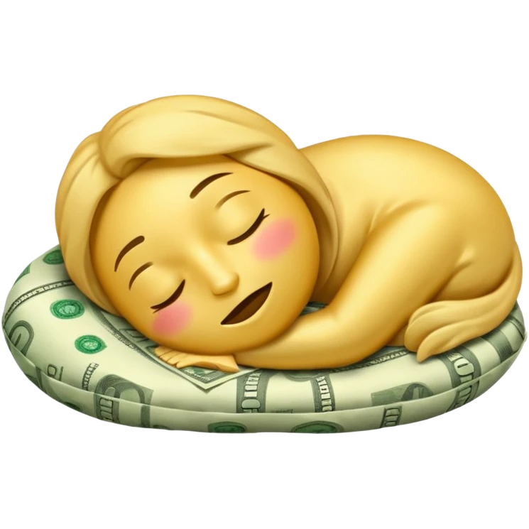 emoji sleeping on a pillow of money emoji