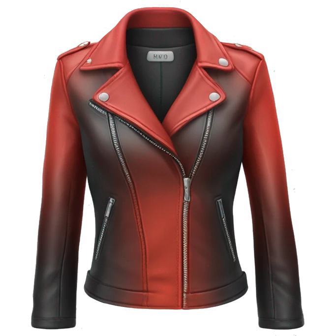 Hyper Realistic isolated open red ombre feminine fashion leather jacket. emoji