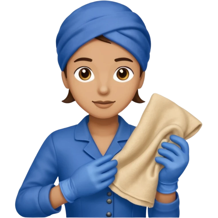 Cleaner + blue gloves + rag, Cafe staff. emoji