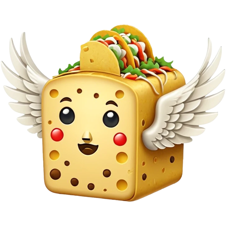 Taco Lucky Block with white wings  emoji
