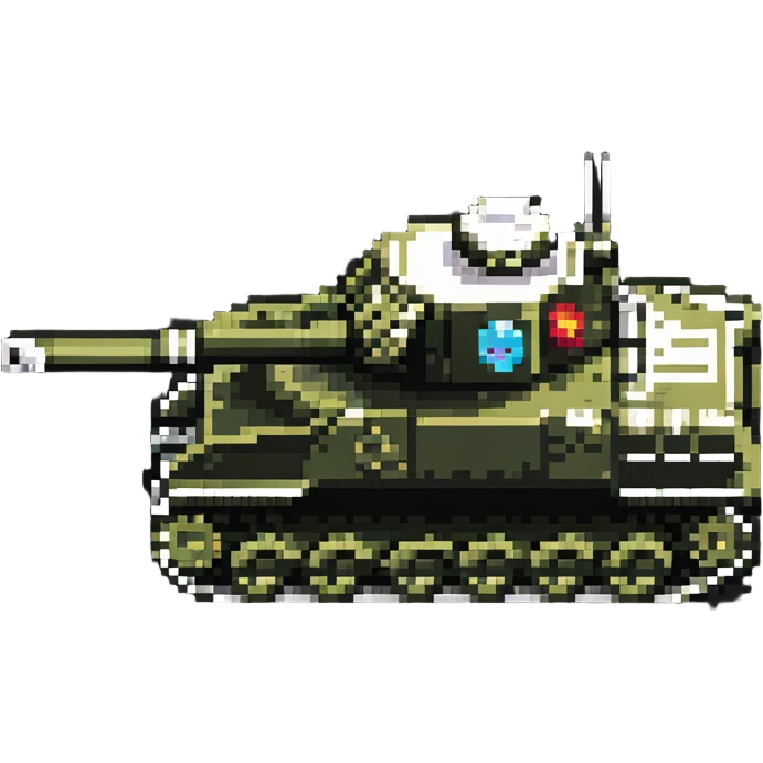 8-bit military tank with treads and cannon emoji