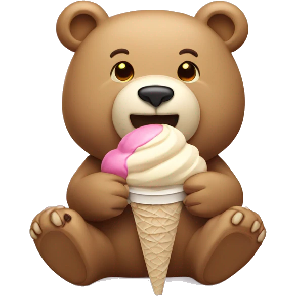 Beige bear eating ice cream emoji
