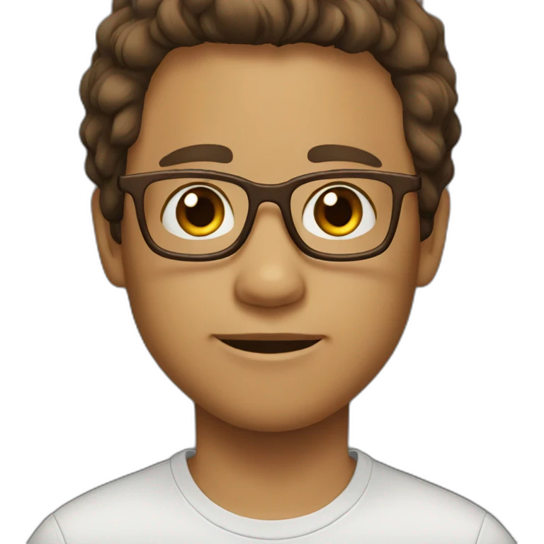 boy with glasses, straight hair brown, eyes brown, 30 years emoji