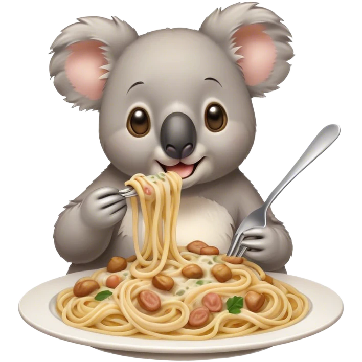 Koala eating carbonara pasta emoji