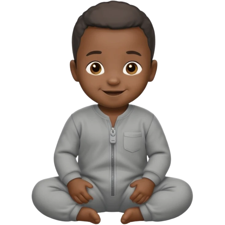 Black baby with straight face in a grey jumpsuit emoji